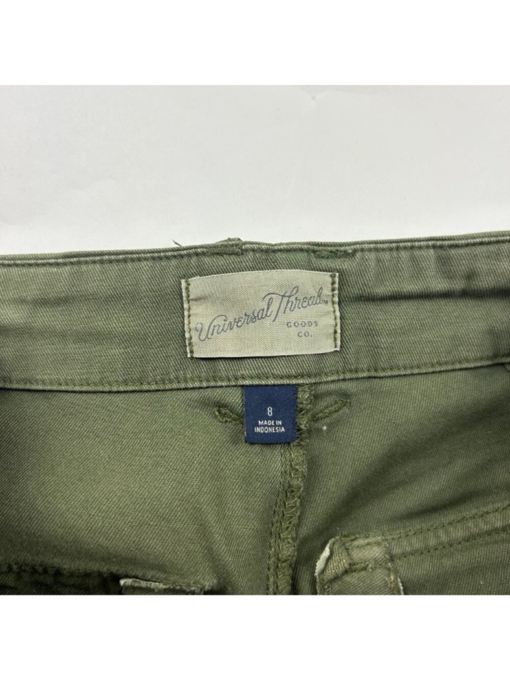 Universal Thread Dark Olive Stretch Canvas High Rise Wide Leg Cargo Pant 8 - Picture 4 of 7
